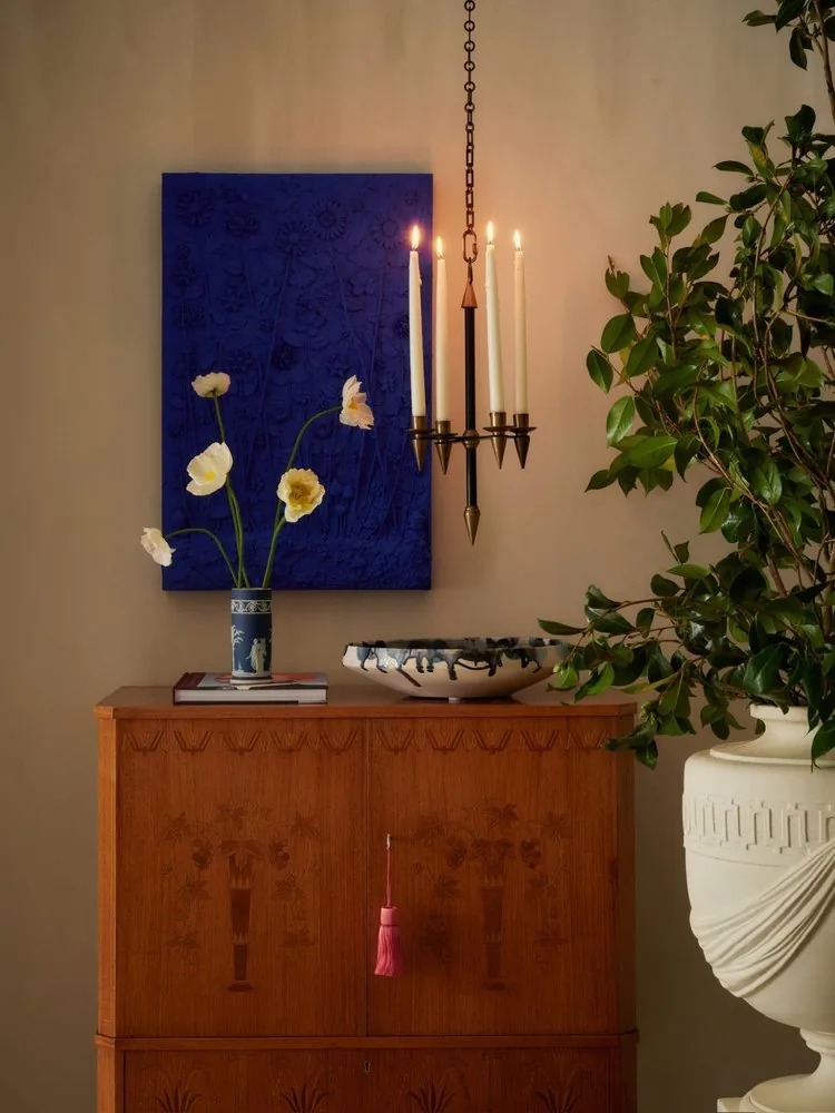 Mr. Trotter's Drawing Room, Swedish inlaid cabinet detail, Kips Bay 2025, Studio Eckström